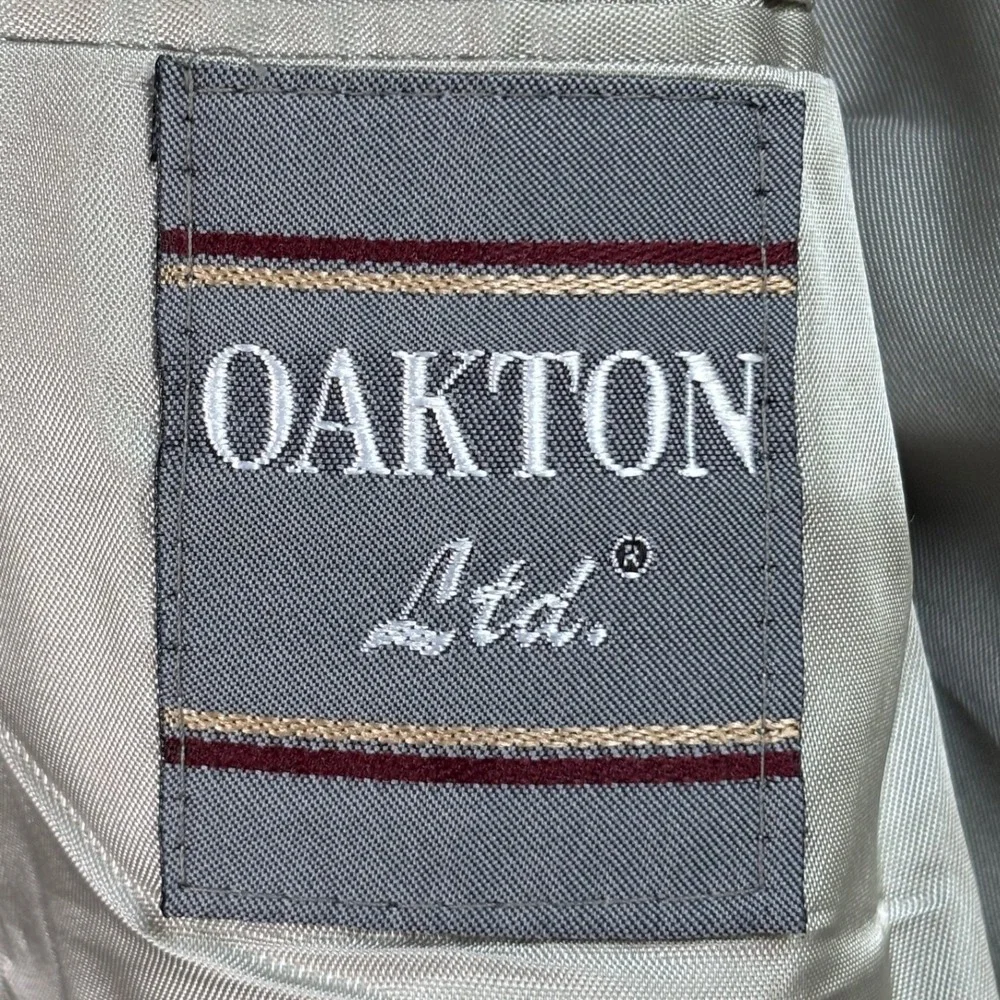 Oakton Ltd Mens Gray Pinstripe Wool Blend Blazer Sport Coat Size 43 Regular